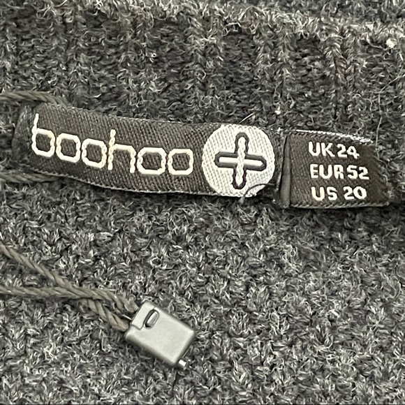 Boohoo Sweater Gray Side Slit Chunky SZ 20 - Picture 3 of 10